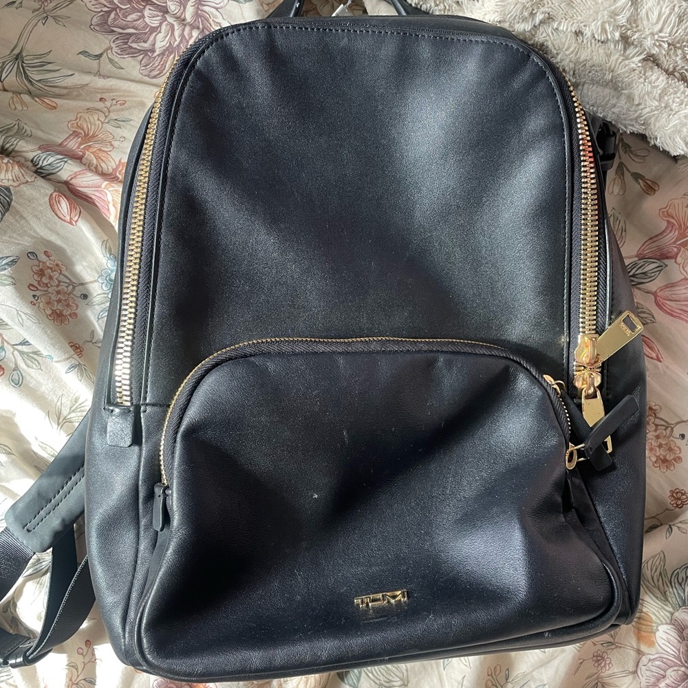 Tumi Black Leather Backpack